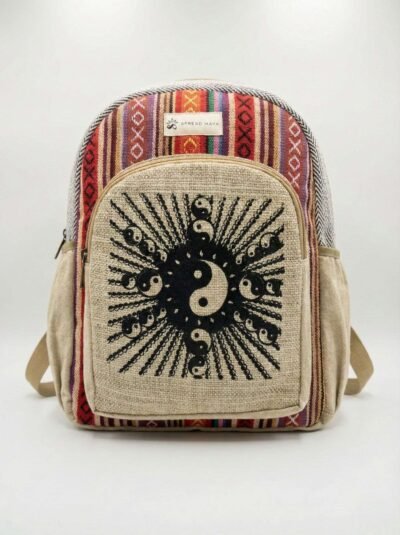 100% Peace Print Hemp Backpack - Made in Nepal