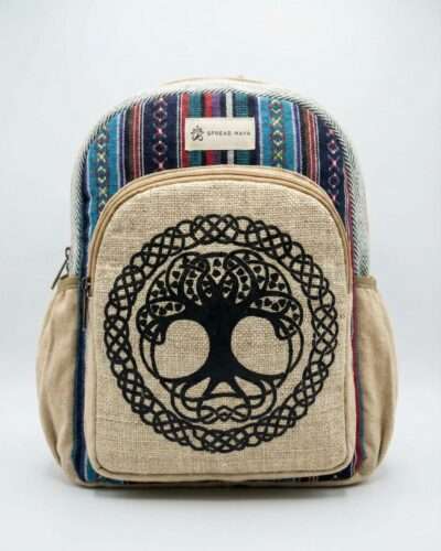 Tree of Life Print Hemp Backpack - Best for Travel, School & Casual Outings