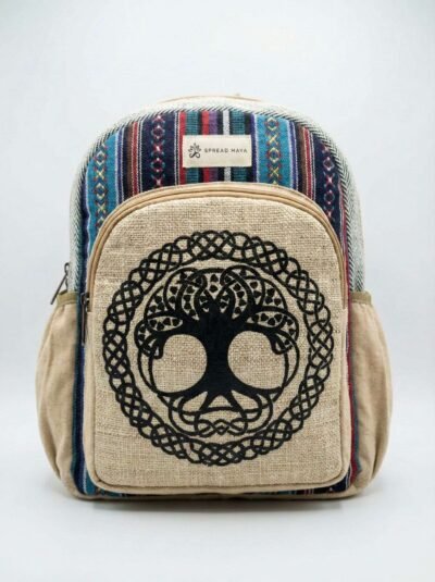 Tree of Life Print Hemp Backpack - Best for Travel, School & Casual Outings
