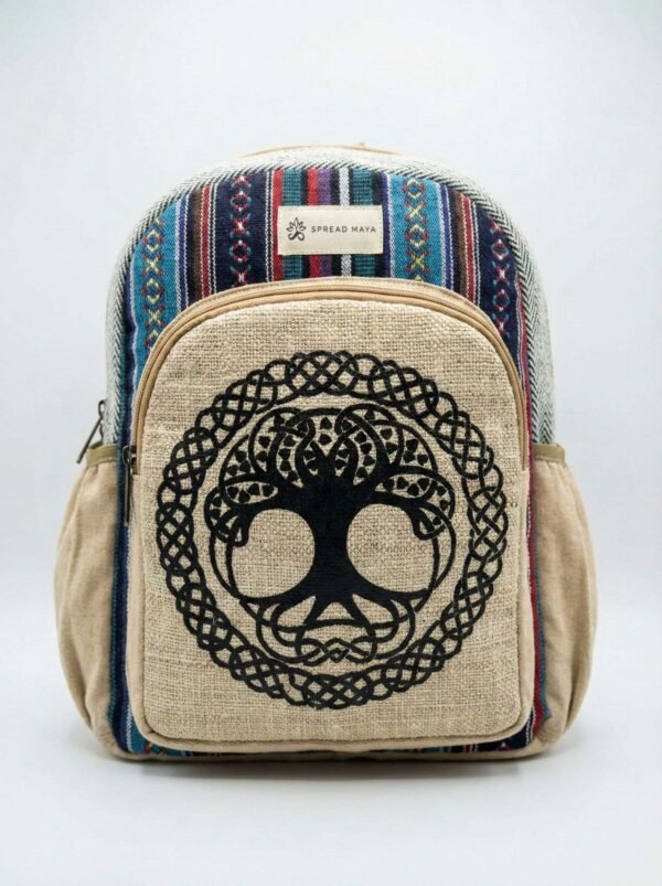 Tree of Life Print Hemp Backpack - Best for Travel, School & Casual Outings