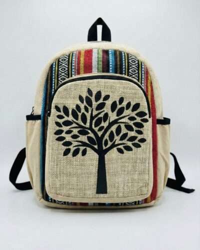 Nature Inspired Tree Print Hemp Backpack - Made in Nepal