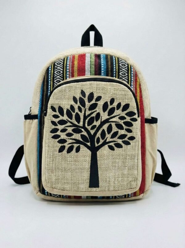 Nature Inspired Tree Print Hemp Backpack - Made in Nepal