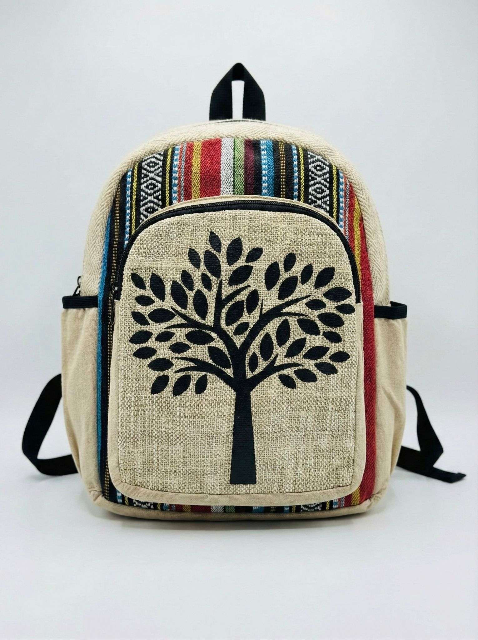 Nature Inspired Tree Print Hemp Backpack - Made in Nepal
