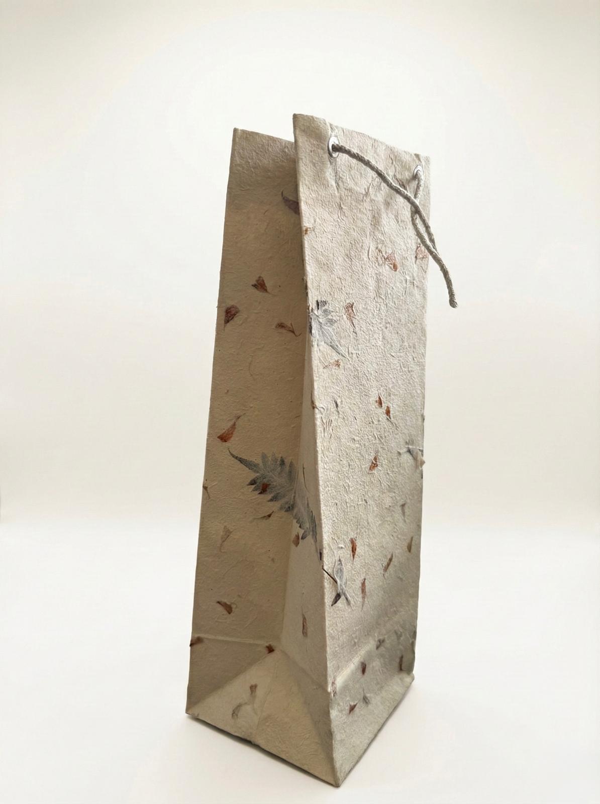 Handmade Lokta Paper Wine Bag - Image 2