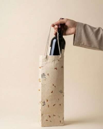 Handmade Lokta Paper Wine Bag