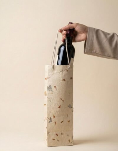 Handmade Lokta Paper Wine Bag