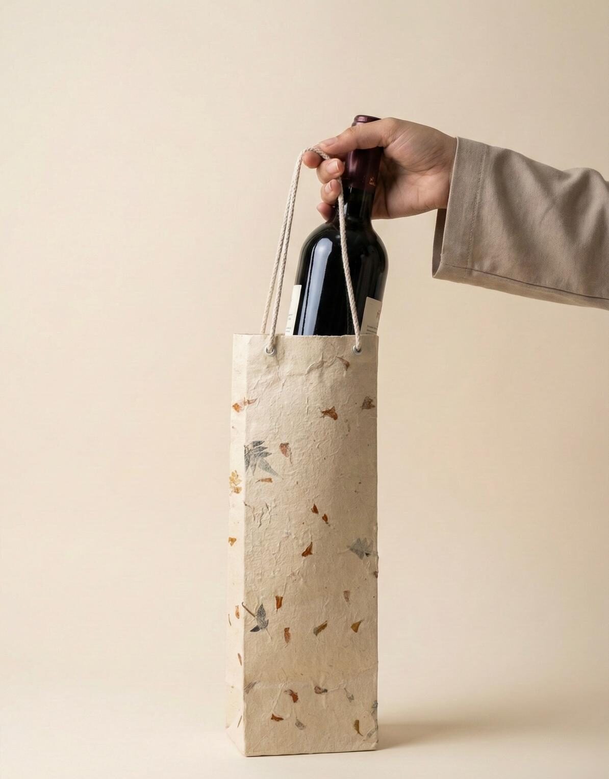 Handmade Lokta Paper Wine Bag