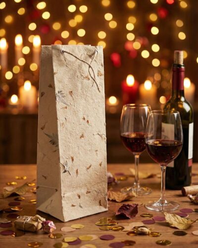 Handmade Lokta Paper Wine Bag - Image 5