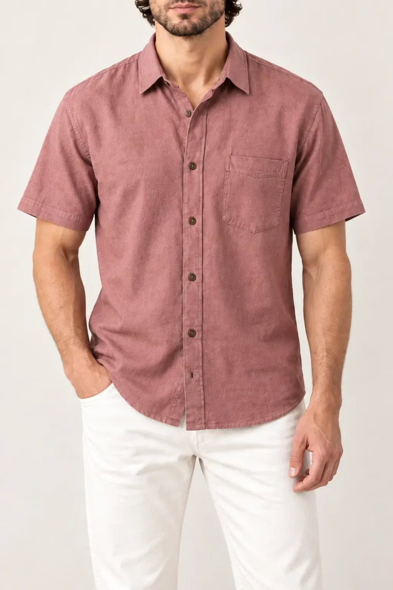 a man wearing hemp half shirt