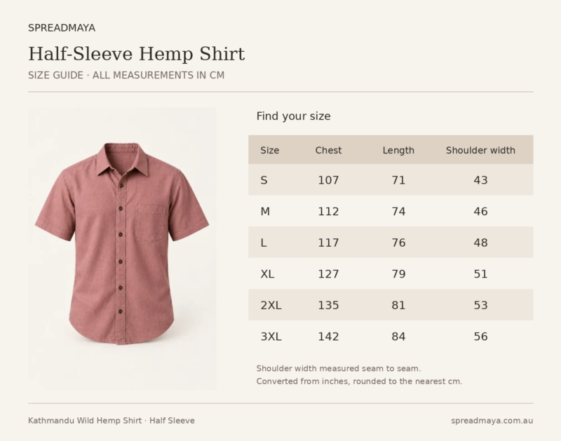 spreadmaya half sleeve size guide cm