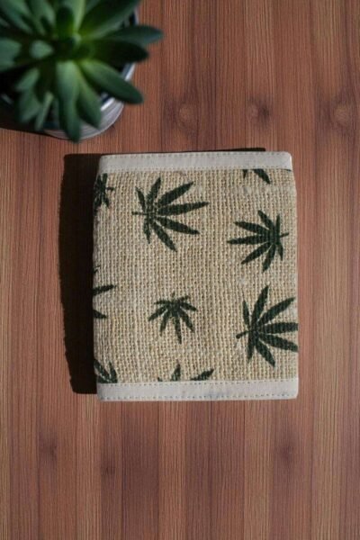 hemp print wallet on table
