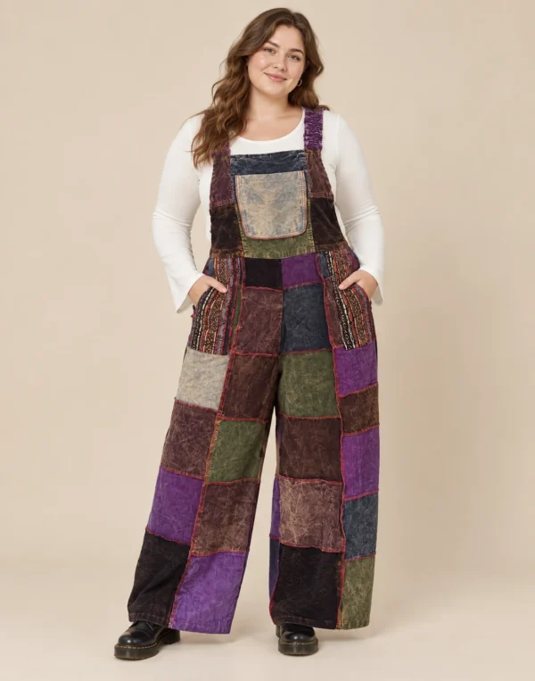 Handmade Patch Corduroy Overalls