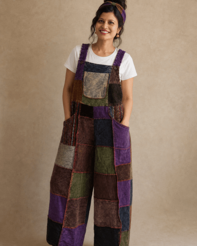 Handmade Patch Corduroy Overalls