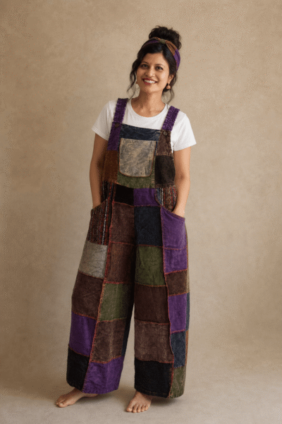 Handmade Patch Corduroy Overalls