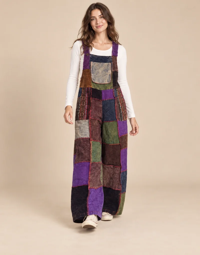 Handmade Patch Corduroy Overalls - Image 5