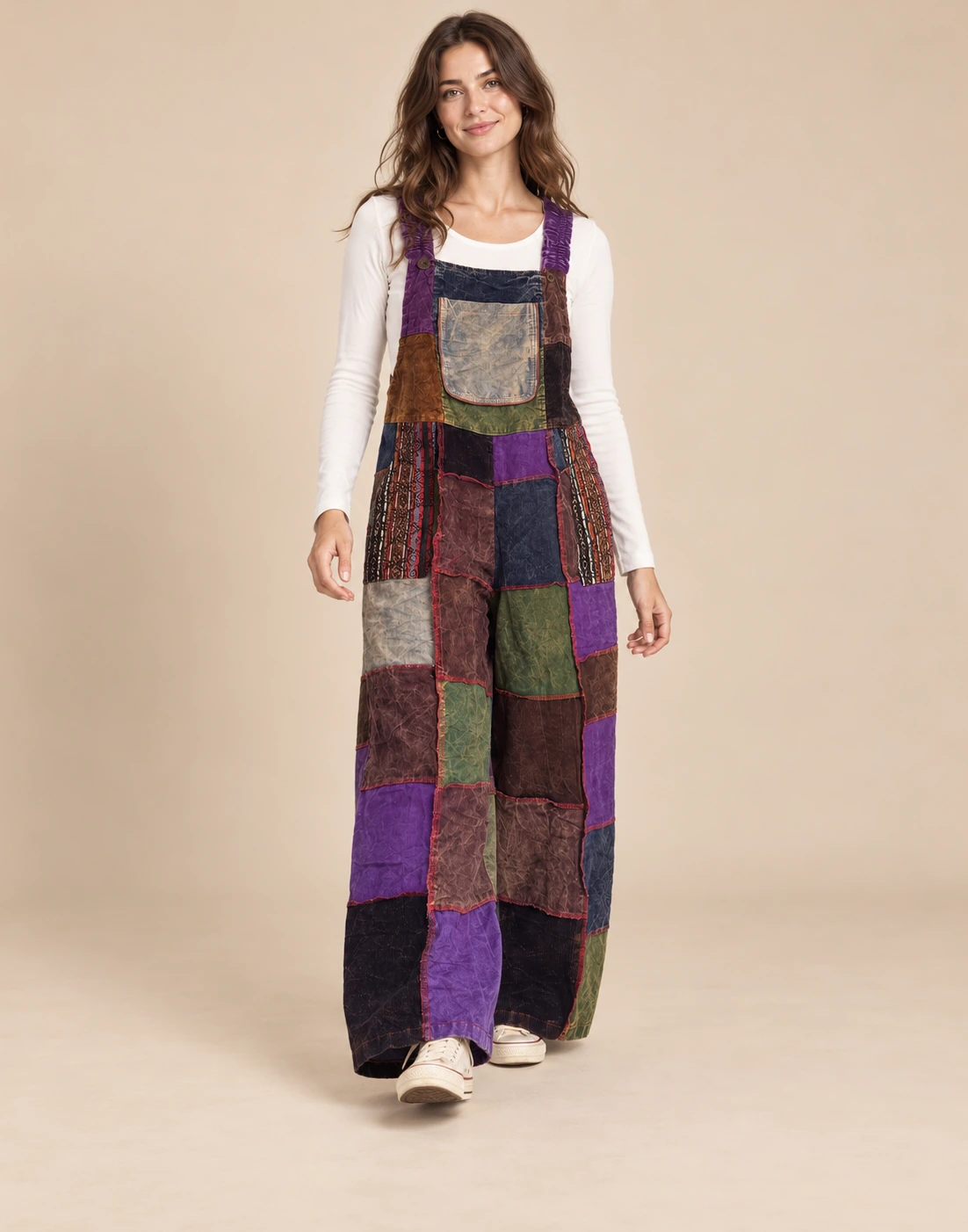 Handmade Patch Corduroy Overalls - Image 5