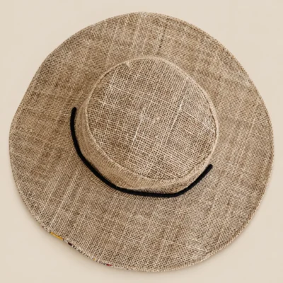 Top view of extra-wide mushroom hemp hat