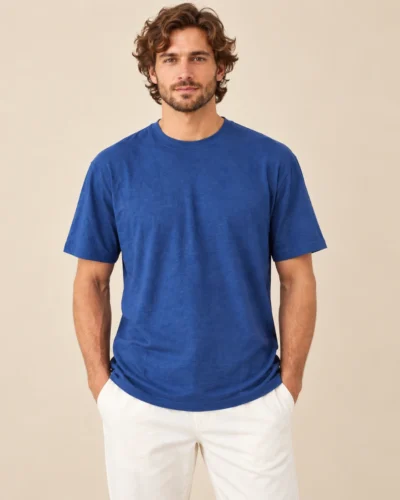 blue hemp tshirt half