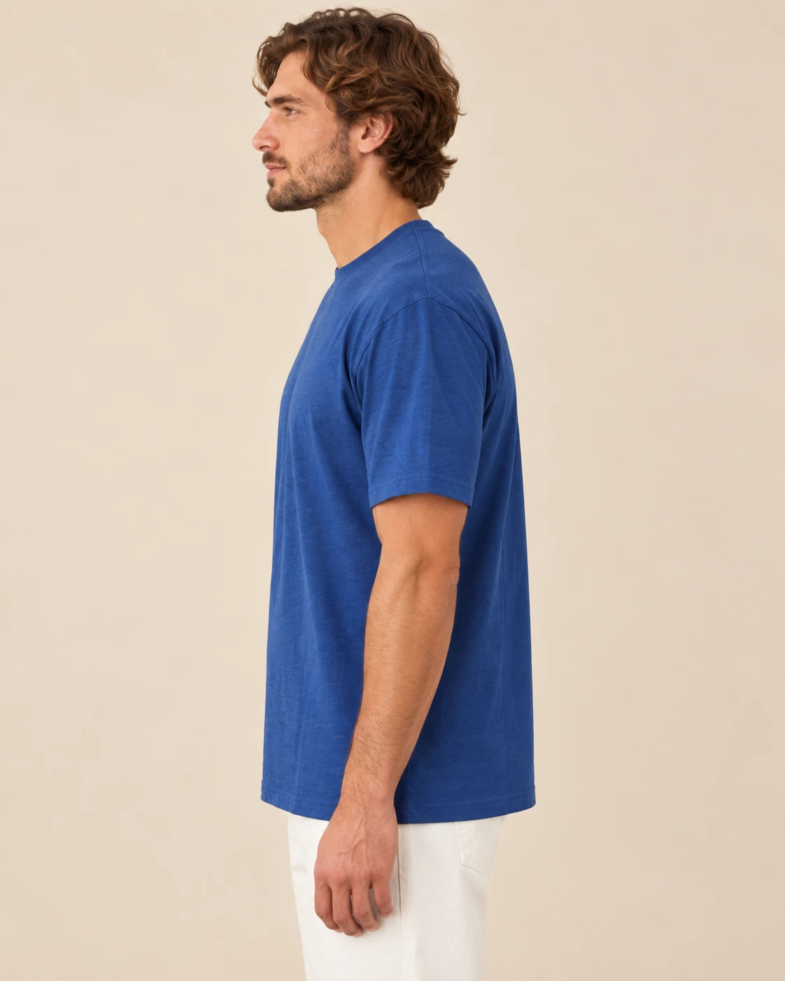 blue hemp tshirt half side