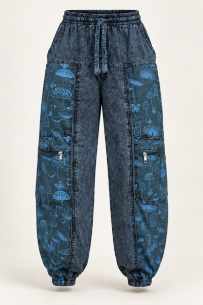 mushroom print trousers teal ghost manequinn