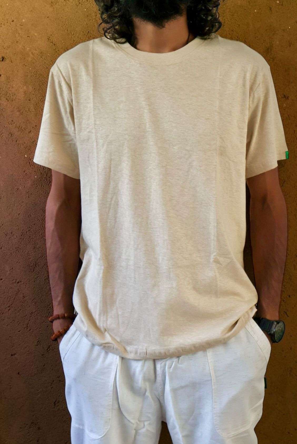 SpreadMaya Hemp Classic Tee - Beige - Image 5