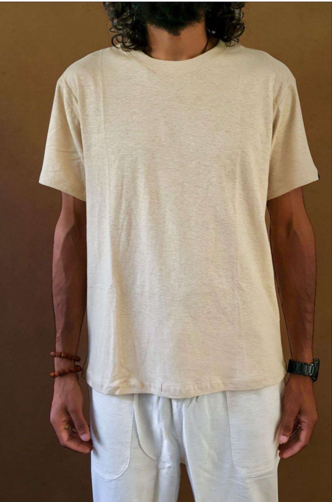 SpreadMaya Hemp Classic Tee - Beige - Image 6