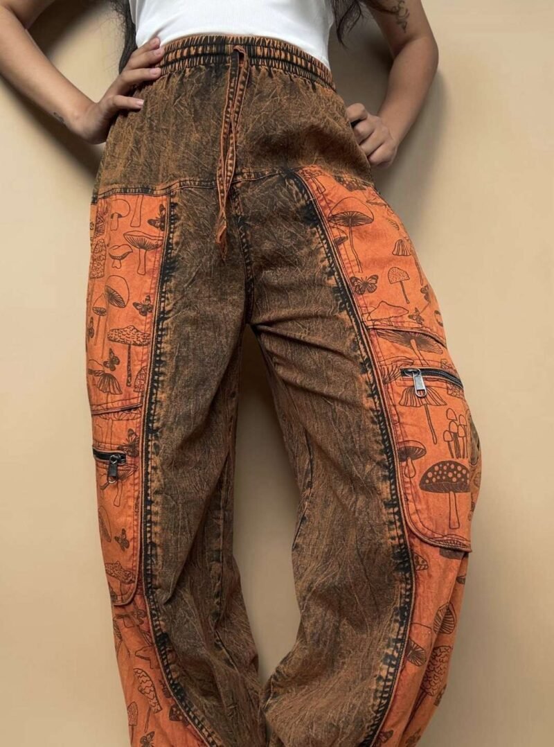 ShroomBloom Mushroom Print Pants - Washed Red - Image 2