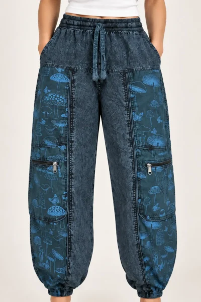 ShroomBloom Mushroom Print Pants - Teal - Image 3