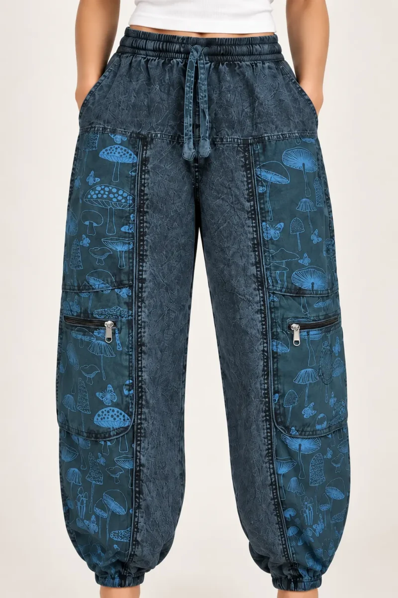 ShroomBloom Mushroom Print Pants - Teal - Image 4