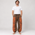 ShroomBloom Mushroom Print Pants - Washed Red