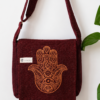 hemp hamsa print side bag front
