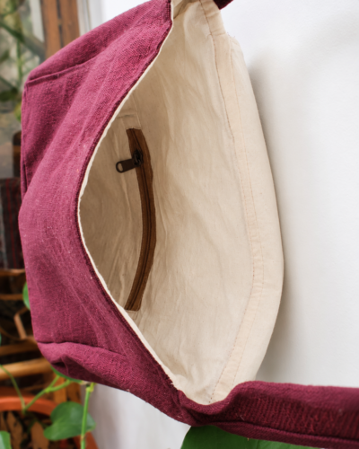 hemp hamsa print side bag inside