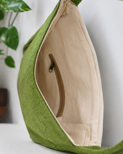 hemp hamsa print side bag inside