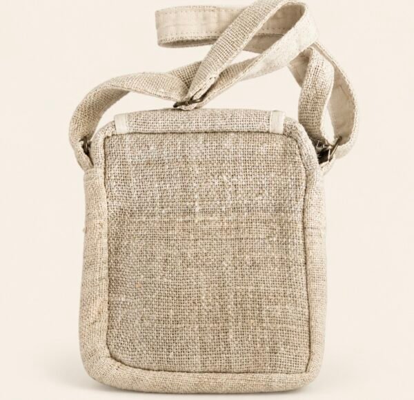 Beige hemp crossbody bag back view
