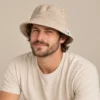 a man wearing hemp bucket hat natural
