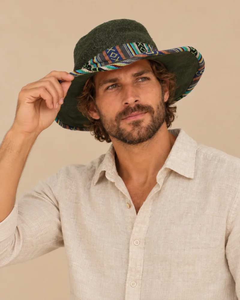 Green bordered KTM safari hat male model