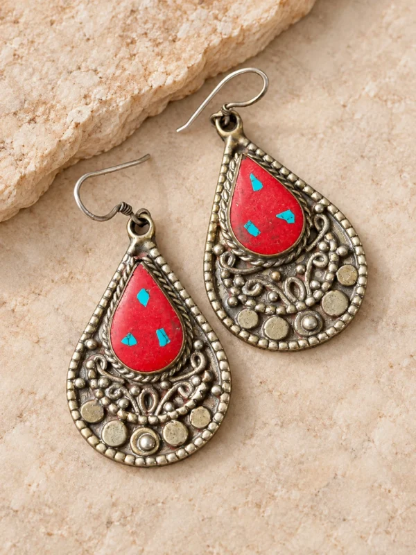 red teardrop earring spreadmaya