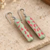 Sage green paisley earring