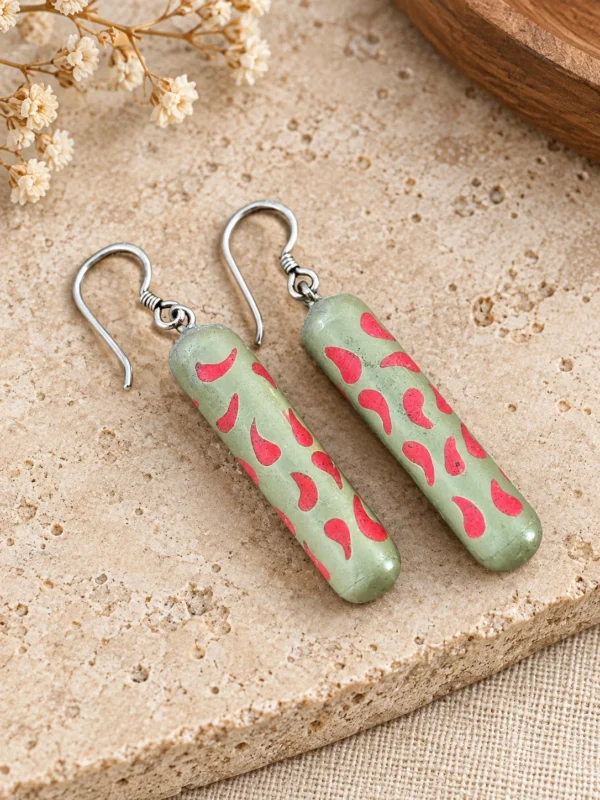 Sage green paisley earring