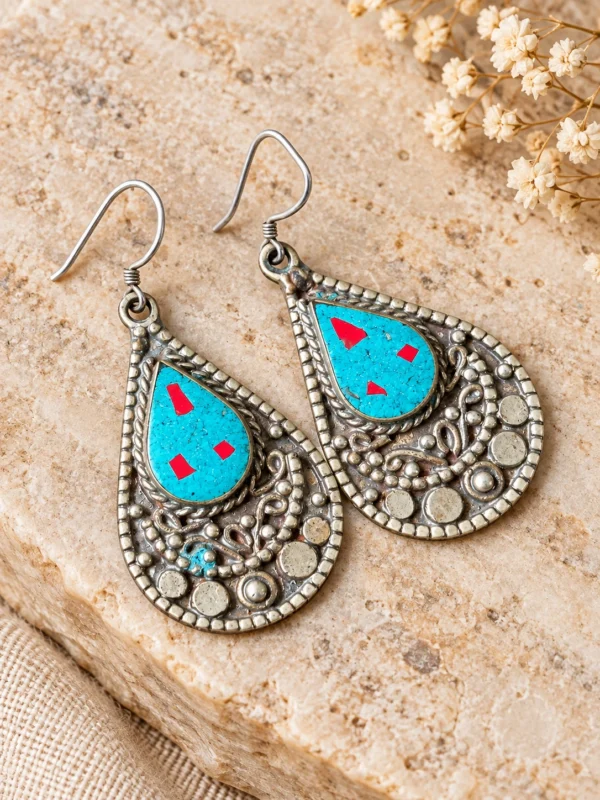 turquoise-teardrop-earringsblue