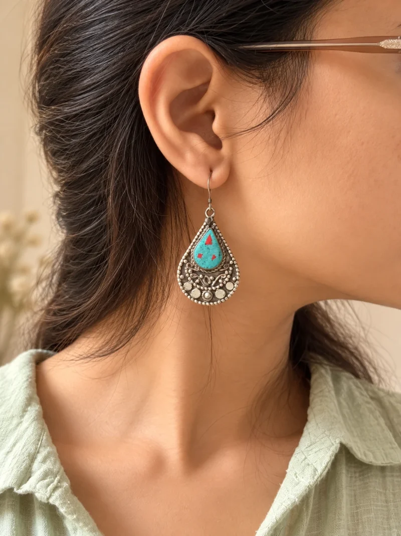 turquoise-teardrop-earringswornbywoman
